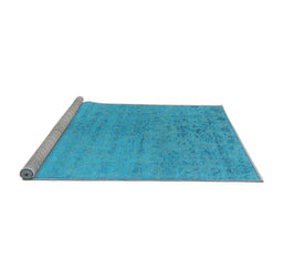 Sideview of Machine Washable Oriental Light Blue Industrial Rug, wshurb2544lblu