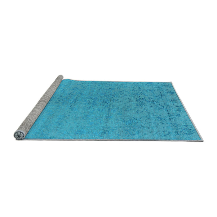 Sideview of Machine Washable Oriental Light Blue Industrial Rug, wshurb2544lblu