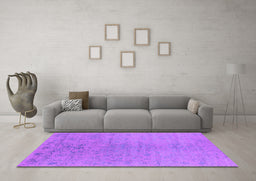 Machine Washable Oriental Purple Industrial Area Rugs in a Living Room, wshurb2544pur