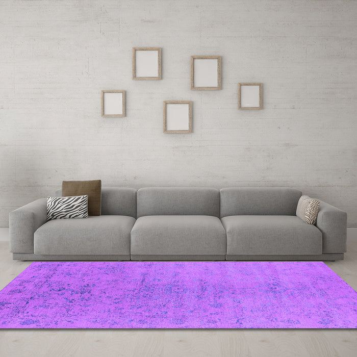 Machine Washable Oriental Purple Industrial Area Rugs in a Living Room, wshurb2544pur