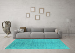 Machine Washable Oriental Turquoise Industrial Area Rugs in a Living Room,, wshurb2544turq