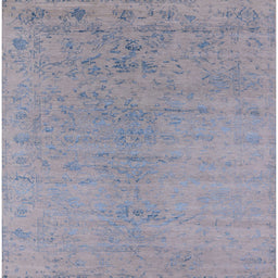 Square Mid-Century Modern Dark Gray Oriental Rug, urb2544