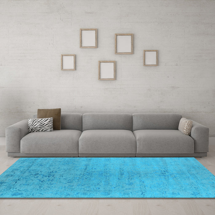 Machine Washable Oriental Light Blue Industrial Rug in a Living Room, wshurb2544lblu