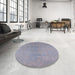 Round Machine Washable Industrial Modern Dark Gray Rug in a Office, wshurb2544