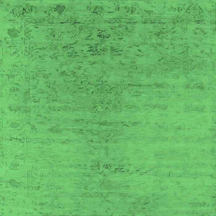 Square Machine Washable Oriental Emerald Green Industrial Area Rugs, wshurb2544emgrn