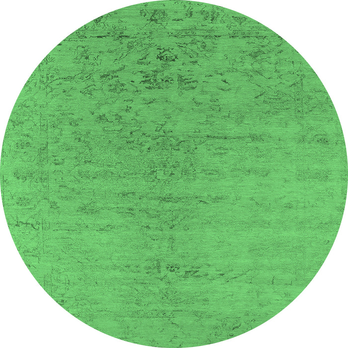 Round Oriental Emerald Green Industrial Rug, urb2544emgrn