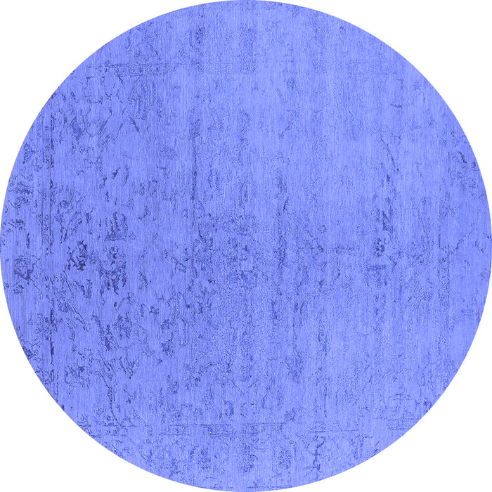 Round Oriental Blue Industrial Rug, urb2544blu