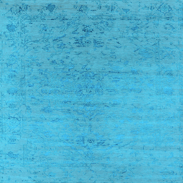 Square Machine Washable Oriental Light Blue Industrial Rug, wshurb2544lblu