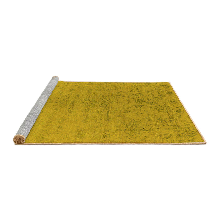 Sideview of Machine Washable Oriental Yellow Industrial Rug, wshurb2544yw