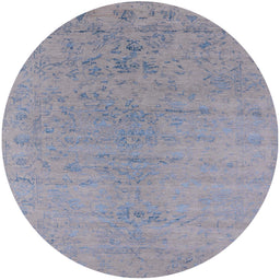 Round Mid-Century Modern Dark Gray Oriental Rug, urb2544