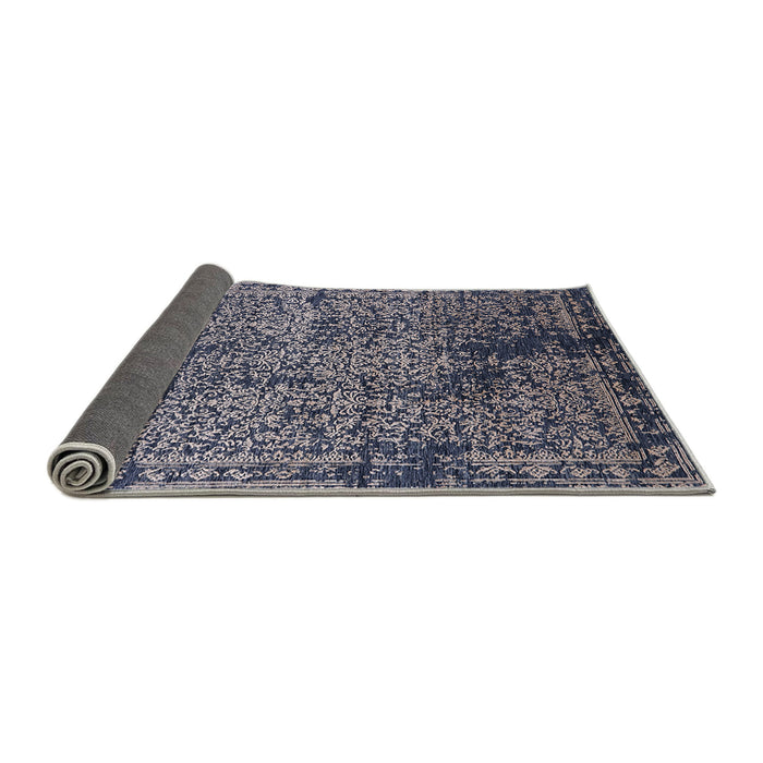 Sideview of Mid-Century Modern Dark Slate Blue Oriental Rug, urb2545