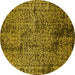 Round Oriental Yellow Industrial Rug, urb2545yw