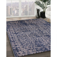 Mid-Century Modern Dark Slate Blue Oriental Rug, urb2545