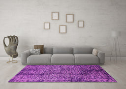 Machine Washable Oriental Pink Industrial Rug in a Living Room, wshurb2545pnk