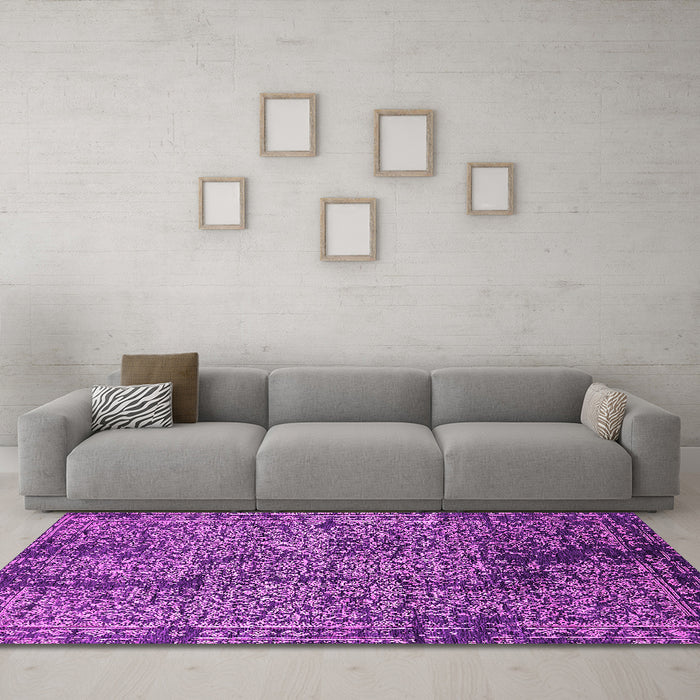 Machine Washable Oriental Pink Industrial Rug in a Living Room, wshurb2545pnk