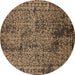 Round Oriental Brown Industrial Rug, urb2545brn