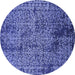 Round Oriental Blue Industrial Rug, urb2545blu