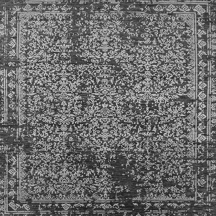 Square Machine Washable Oriental Gray Industrial Rug, wshurb2545gry