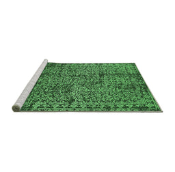 Sideview of Machine Washable Oriental Emerald Green Industrial Area Rugs, wshurb2545emgrn