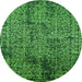 Round Oriental Green Industrial Rug, urb2545grn