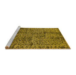 Sideview of Machine Washable Oriental Yellow Industrial Rug, wshurb2545yw