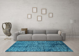 Machine Washable Oriental Light Blue Industrial Rug in a Living Room, wshurb2545lblu