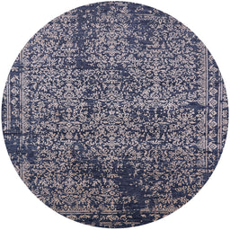 Round Mid-Century Modern Dark Slate Blue Oriental Rug, urb2545