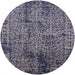 Round Mid-Century Modern Dark Slate Blue Oriental Rug, urb2545