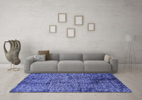 Machine Washable Oriental Blue Industrial Rug, wshurb2545blu