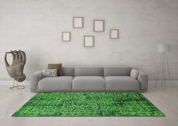 Machine Washable Oriental Green Industrial Area Rugs in a Living Room,, wshurb2545grn
