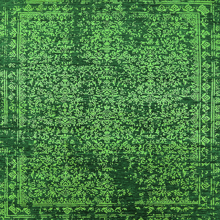 Square Machine Washable Oriental Green Industrial Area Rugs, wshurb2545grn