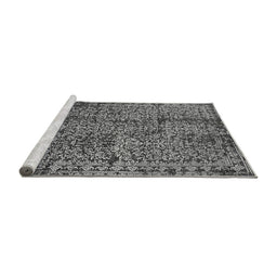 Sideview of Machine Washable Oriental Gray Industrial Rug, wshurb2545gry