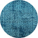 Round Oriental Light Blue Industrial Rug, urb2545lblu