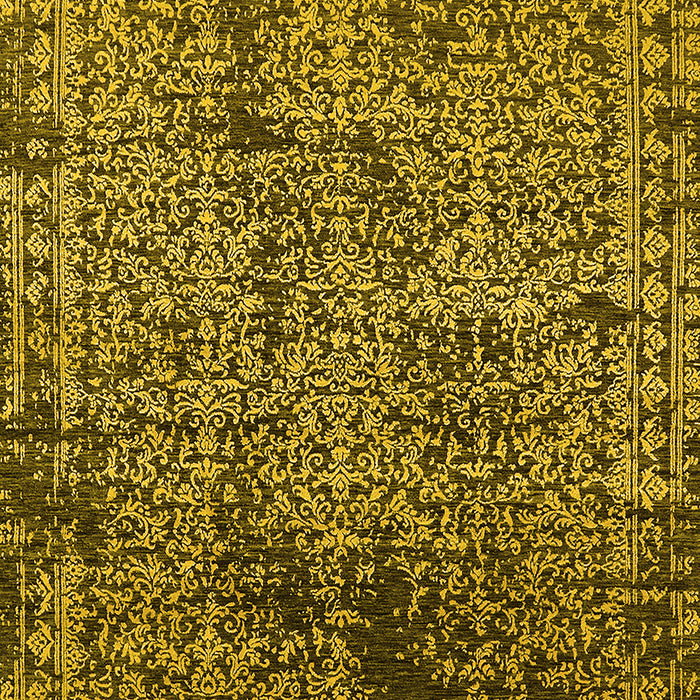 Machine Washable Oriental Yellow Industrial Rug, wshurb2545yw