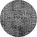 Round Machine Washable Oriental Gray Industrial Rug, wshurb2545gry