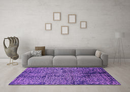 Machine Washable Oriental Purple Industrial Area Rugs in a Living Room, wshurb2545pur