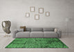 Machine Washable Oriental Emerald Green Industrial Area Rugs in a Living Room,, wshurb2545emgrn