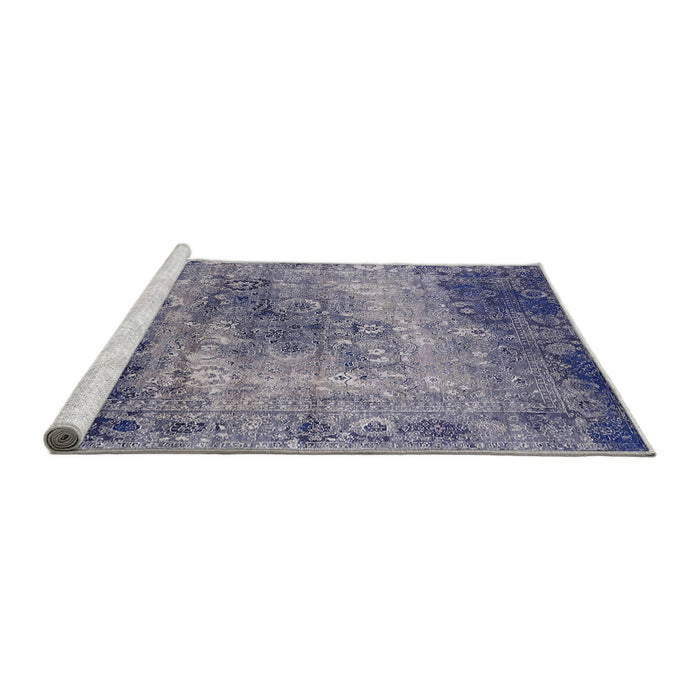 Sideview of Machine Washable Industrial Modern Purple Navy Blue Rug, wshurb2546