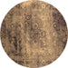 Round Oriental Brown Industrial Rug, urb2546brn