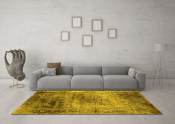 Machine Washable Oriental Yellow Industrial Rug in a Living Room, wshurb2546yw