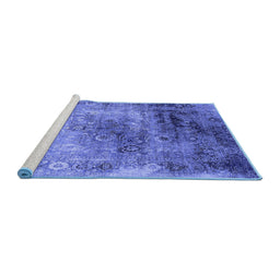Sideview of Machine Washable Oriental Blue Industrial Rug, wshurb2546blu