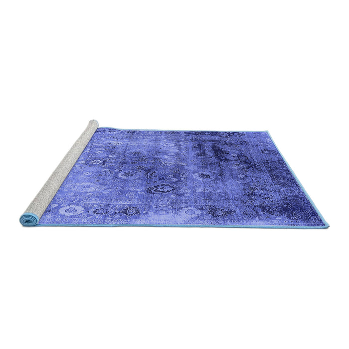Sideview of Machine Washable Oriental Blue Industrial Rug, wshurb2546blu