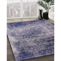 Mid-Century Modern Purple Navy Blue Oriental Rug, urb2546