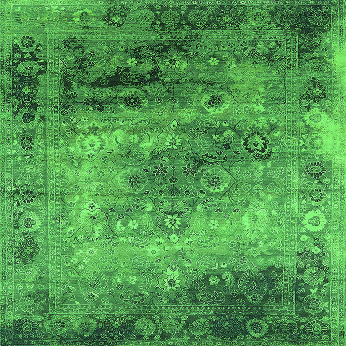 Square Oriental Green Industrial Rug, urb2546grn