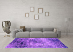Machine Washable Oriental Purple Industrial Area Rugs in a Living Room, wshurb2546pur