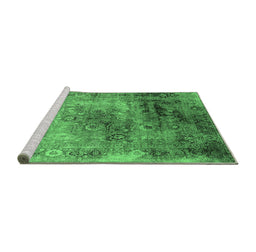 Sideview of Machine Washable Oriental Emerald Green Industrial Area Rugs, wshurb2546emgrn