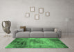 Machine Washable Oriental Emerald Green Industrial Area Rugs in a Living Room,, wshurb2546emgrn