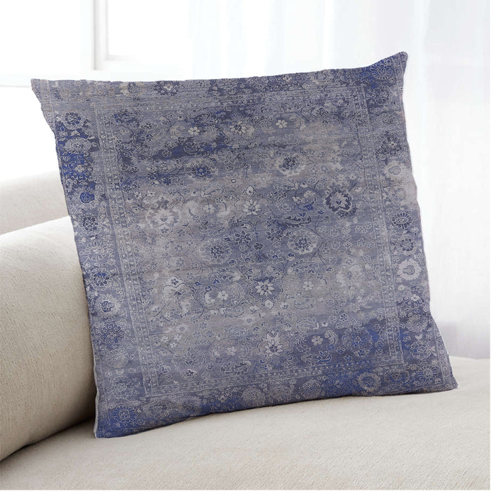 Lifestyle Image of Mid-Century Modern Urban Square Purple Navy Blue Throw Pillow, 18 inch by 18 inch, pwurb2546