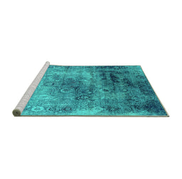 Sideview of Machine Washable Oriental Turquoise Industrial Area Rugs, wshurb2546turq