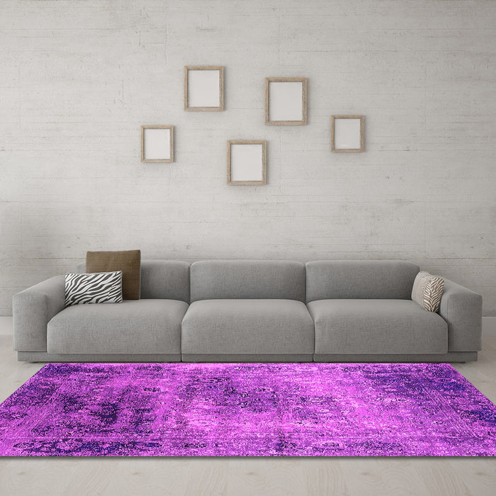 Machine Washable Oriental Pink Industrial Rug in a Living Room, wshurb2546pnk